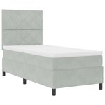 Lit à ressort vidaXL avec matelas Gris clair 90x200 cm Velours