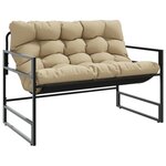 vidaXL Banc de jardin avec coussin taupe 113 cm acier