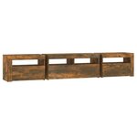 vidaXL Meuble TV avec lumières LED Chêne fumé 210x35x40 cm