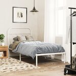 vidaXL Cadre de lit métal sans matelas avec tête de lit blanc 90x200cm