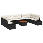 vidaXL Ensemble de canapé de jardin de 11 pièces avec coussins noir en rotin polyéthylène