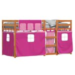 vidaXL Lit superposé avec rideaux rose 80x200 cm bois pin massif