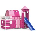 vidaXL Lit mezzanine enfants avec tour sans matelas rose 90x190 cm