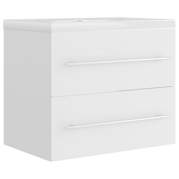 vidaXL Armoire d'évier avec lavabo intégré Blanc Aggloméré
