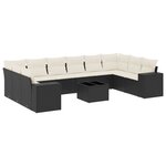 vidaXL Salon de jardin 11 Pièces avec coussins noir résine tressée