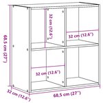 vidaXL Bibliothèque sonoma gris 68 5x32x68 5 cm bois d'ingénierie