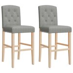 vidaXL Chaises de bar lot de 2 bois massif d'hévéa et tissu