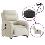 vidaXL Fauteuil inclinable de massage électrique crème velours