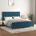 vidaXL Cadre de lit sans matelas bleu foncé 160x200 cm velours