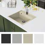 vidaXL Évier de cuisine avec trou de trop-plein Beige Granit