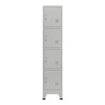 Casier de bureau armoire meuble de rangement pour bureau atelier chambre acier métallique avec 4 portes acier laqué 180 x 38 x 45 cm gris 03_0006348