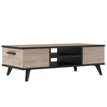 Ensemble scandinave meuble TV + table basse + buffet mélaminé - chêne brossé et noir
