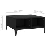 vidaXL Table basse Noir 60x60x30 cm Aggloméré