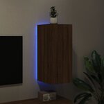 vidaXL Meuble TV mural avec lumières LED chêne marron 30 5x35x70 cm