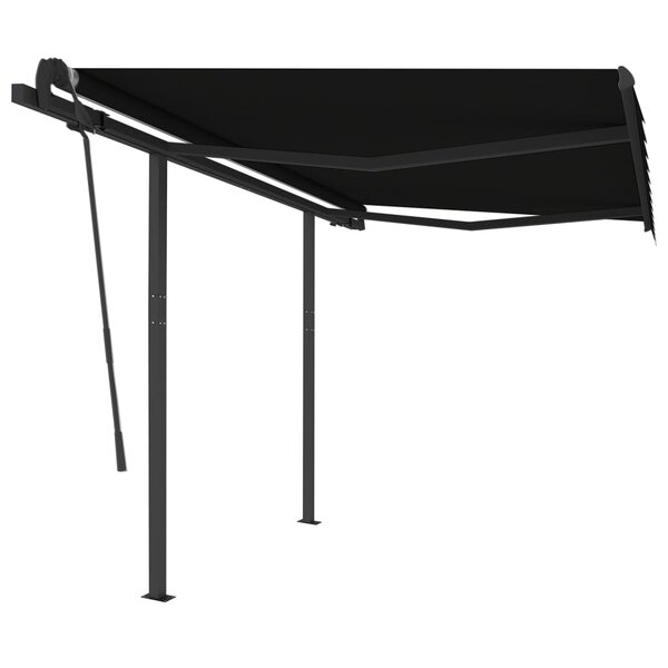 vidaXL Auvent rétractable manuel avec poteaux 3 5x2 5 m Anthracite