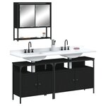vidaXL Ensemble de meubles salle de bain 3 Pièces noir bois d'ingénierie