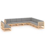 Salon de jardin meuble d'extérieur ensemble de mobilier 10 pièces avec coussins bois de pin massif 02_0015002