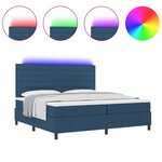 vidaXL Lit à ressorts avec matelas & LED bleu 200x200 cm tissu
