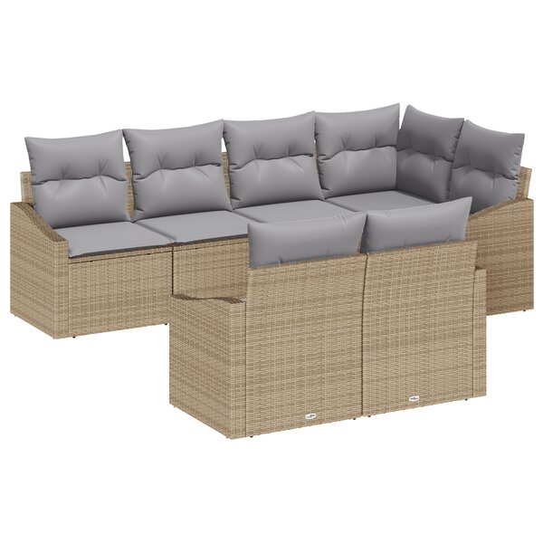 vidaXL Ensemble de jardin de 7 pièces avec coussins gris clair en poly rotin