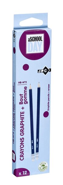 Bte 12 crayons graphite Eco HB avec bout gomme JPC