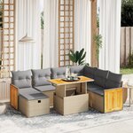 vidaXL Salon de jardin avec coussins 8 Pièces beige résine tressée