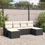 vidaXL Set de jardin 6 pièces avec coussins en rattan synthétique noir