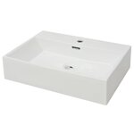 vidaXL Vasque avec trou de robinet en céramique Blanc 60 5x42 5x14 5cm