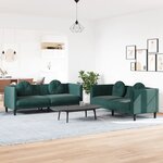 vidaXL Ensemble de canapés 2 Pièces avec coussins vert foncé velours