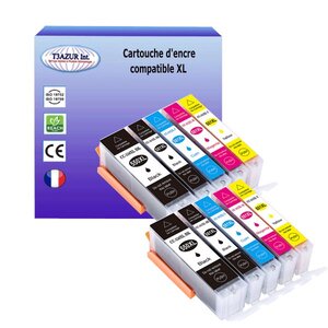 10 Cartouches compatibles avec Canon Pixma IP7200, IP7250, IP8700, IP8750, IX6800, IX6850 remplace Canon PGI-550, CLI-551 XL  - T3AZUR