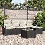 Ensemble de Canapés de Jardin 5 Pièces avec Coussins en Poly Rattan Marron