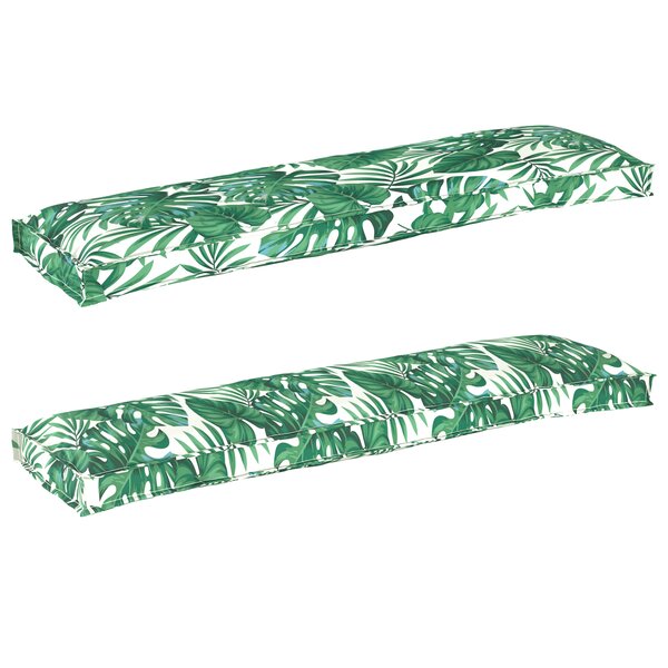 vidaXL Coussins de palette pour banc 2 Pièces Motif de feuilles 150x40x8 cm Tissu Oxford