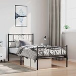 vidaXL Cadre de lit métal sans matelas et pied de lit noir 100x200 cm