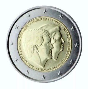 2 euros commémorative Pays-Bas 2014 - Double portrait.