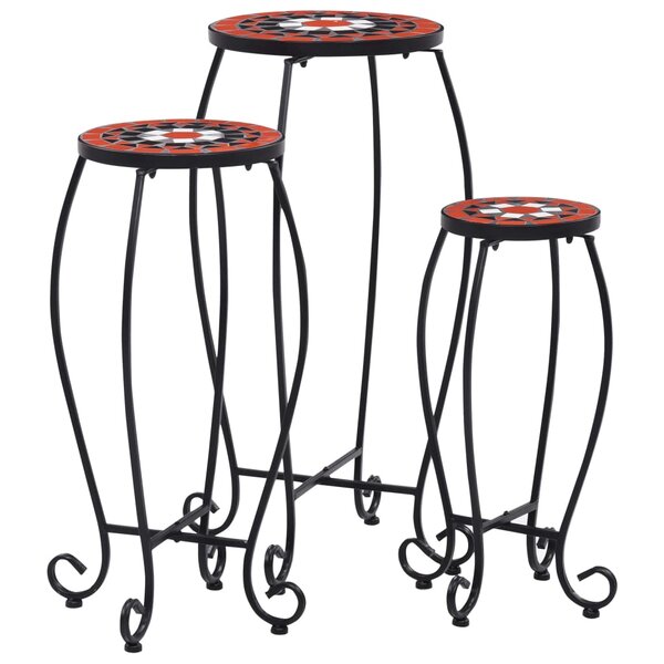 vidaXL Tables mosaïque 3 Pièces Terre cuite et blanc Céramique