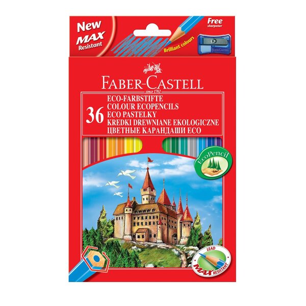 Crayons de couleur Hexagonal ECO, étui de 36 FABER-CASTELL