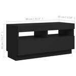 vidaXL Meuble TV avec lumières LED noir 80x35x40 cm