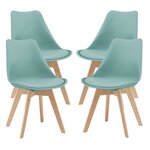 Lot de 4 chaises de salle à manger similicuir hêtre menthe 03_0006764