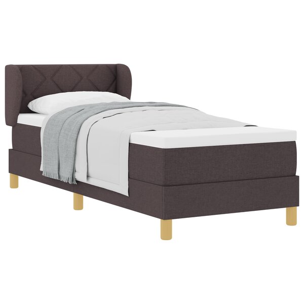 vidaXL Lit à sommier avec matelas - Marron foncé  80x200 cm  Tissu