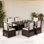 vidaXL Ensemble à manger de jardin et coussins 7 Pièces marron rotin