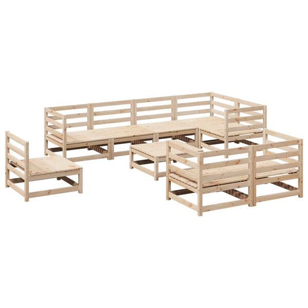 vidaXL Salon de jardin 9 Pièces bois de pin massif