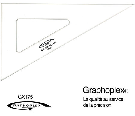 Equerre 60° 3 bords droits 15 cm