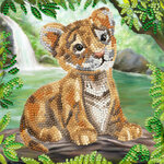 CRYSTAL ART Kit carte broderie diamant 18x18cm Bébé tigre