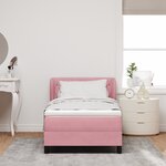 Lit box avec matelas rose 90x200 cm en velours