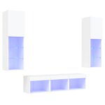vidaXL Unités murales TV avec LED 5 Pièces blanc bois d'ingénierie