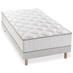Ensemble matelas ressorts + sommier tapissier 90 x 190 - Epaisseur 23 cm - Confort équilibré - Galon gris