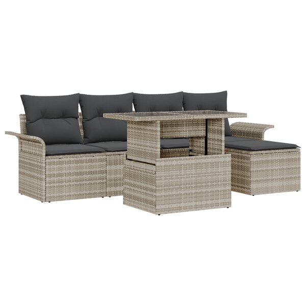 vidaXL Set de Canapés de Jardin 6 Pièces avec Coussins en Rotin Poly Gris Clair
