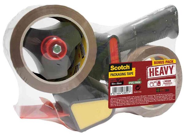 Dévidoir de ruban d'emballage avec 2 rouleaux de ruban heavy - 50 mm x 66 m scotch
