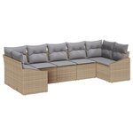 vidaXL Ensemble de salle à manger de jardin de 7 pièces avec coussins en poly rotin beige