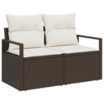 Ensemble de Canapé de Jardin 9 Pièces Avec Coussins En Poly Rattan Marron