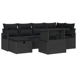 Ensemble de canapé de jardin 7 pièces vidaXL avec coussins noir en rotin